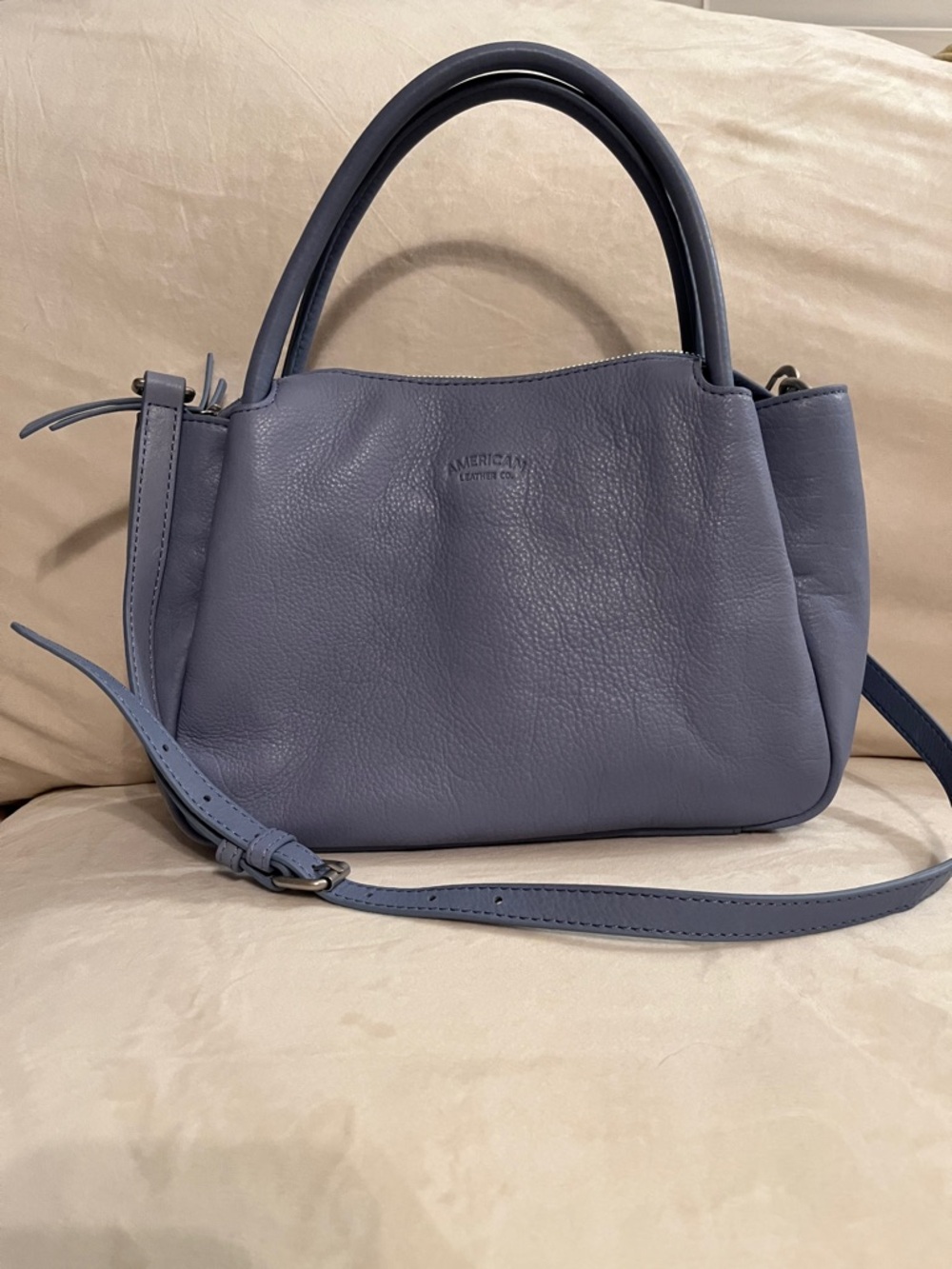 American Leather Company - “Miloh” Leather Top Handle Crossbody Bag in Pool Blue